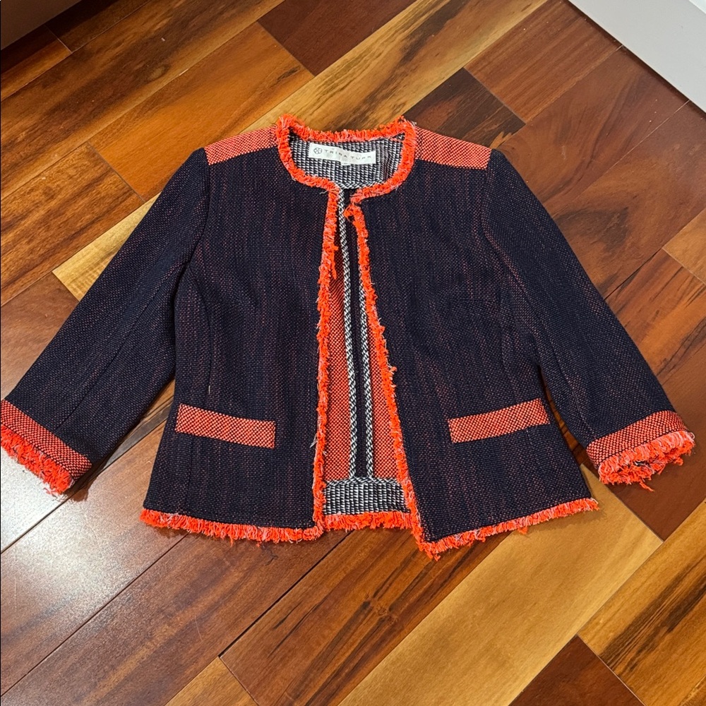 Trina Turk Navy and orange Tweed Jacket